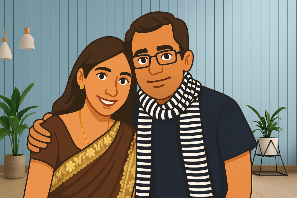 German Sherpa consult happy indian couple
